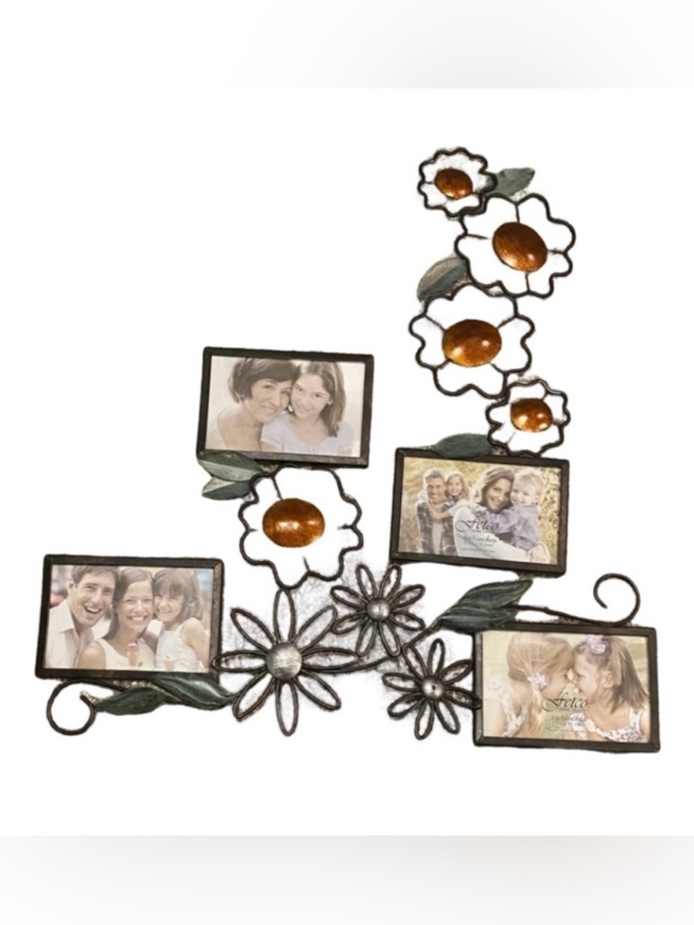Fetco Jardana Decorative Floral Photo Frame with Orange and Silver Accents.